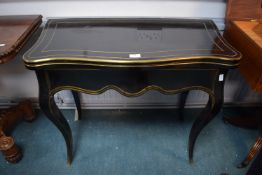 Early Victorian Ebonised Card Table with Brass Inlay