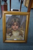 Oil on Canvas Portrait of a Young Girl by Richard George Hinchcliffe