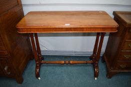 Victorian Mahogany Console Table on Turned Supports and Ceramic Castors