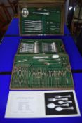 Queen’s Pattern Silver Cutlery Canteen in Fitted Oak Case