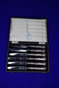Cased Set of Six Silver Handled Knives with Sheffield Stainless Steel Blades - Hallmarked London