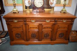 *Victorian Mahogany Sideboard with Four Panelled Door Depicting Autumn Fruits in Carved Detail