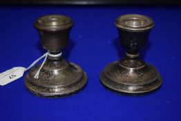 Pair of Silver Candlesticks with Filled Bases - Hallmarked Birmingham 1974