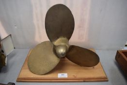 Bronze Propellor on Wooden Plinth