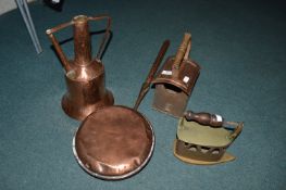 Copper Lanterns, Vase, Warming Pan, etc.