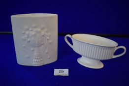 Two White Hornsea Pottery Vases “Aphrodite” and “Classic” Patterns