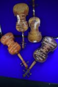 Four Hand Painted Restaurant Menu Violins