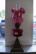 Victorian Cranberry Glass Oil Lamp