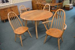 Ercol Teak Dining Table with Four Bentwood Chairs
