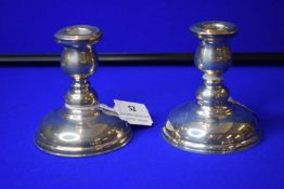 Pair of 950 Silver Candlesticks with Filled Base