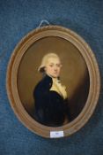 19th Century School Oil on Panel Portrait of a Georgian Gentleman in Oval Frame
