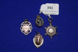Four Hallmarked Silver Sports Medallions etc. Dated 1872-1920, ~31g total