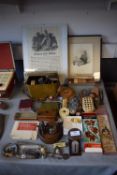 Vintage Collectibles Including Brass Sovereign, Postal Scales, Gas Mask, etc.