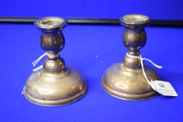 Pair of 950 Silver Candlesticks with Filled Base