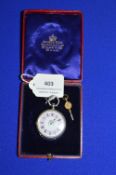 Ladies Continental Fine Silver Pocket Watch with Key & Case