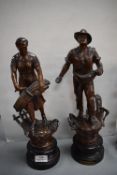 Pair of Continental Spelter Figures