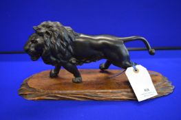 20th Century Japanese Bronze Lion on Plinth with Character Mark