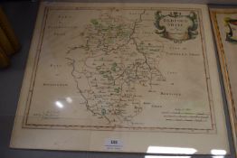 Original Map of Bedfordshire circa 1700 by Robert Morden