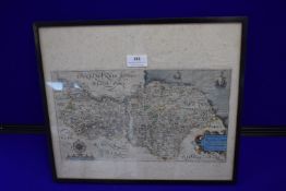 Original 17th Century Map of the North Riding of Yorkshire by Christopher Saxton
