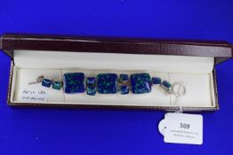 925 Sterling Silver Bracelet with Arctic Opal Malachite, 6.1g gross