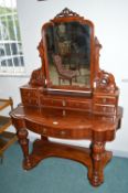 Victorian Bowfront Mirror Backed Dressing Table