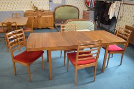 Retro Teak Extending Dining Table and Four Dining Chairs (unmarked)