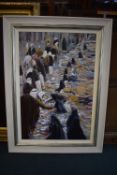 Oil on Canvas Depicting a Middle Eastern Market Scene