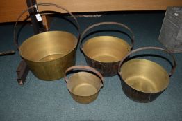 Four Victorian Brass Jam Pans