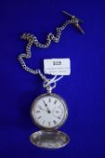 Silver Pocket Watch - Hallmarked London 1880, with Sterling Silver Fob