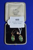 14ct Gold Drop Earrings with Jade, 5.4g gross