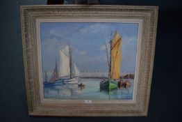 Acrylic on Canvas Mediterranean Coastal Scene by Andre Farault