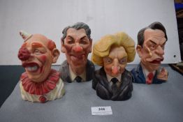 Four Original Spitting Image 1980 Squeaky Toys