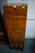 1930 Oak Sectional Filing Cabinet with Eleven Assorted Drawers 50” high x 16” wide x 20” deep