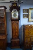 Mahogany Long Case Clock with Brass Face and Painted Moon Dial by William Pridgin of Hull,