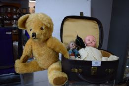 Thorens Musical Teddy Bear, Plus Toy Case and Dolls