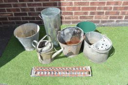 Enamel Watering Cans, Buckets, etc.