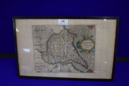 Original 17th Century Map of the East Riding of Yorkshire by Christopher Saxton