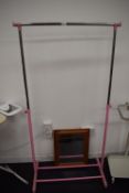 *Pink & Chrome Garment Display Stand with Pine Framed Mirror