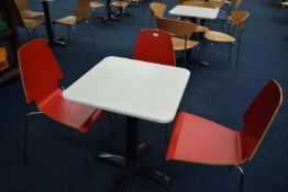 *Three Contemporary Style Red Chrome Framed Chairs