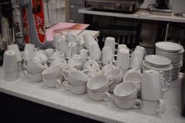 *Assorted White Porcelain Cups, Saucers, and Coffee Mugs