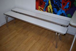 *Pair of Aluminium Framed Folding Benches with White Tops