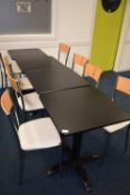 *Four 60cm Square Black Dining Tables on Pedestal Bases