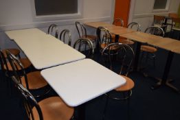 *Thirteen Tubular Chrome Framed Bistro Style Chairs with Beech Seats