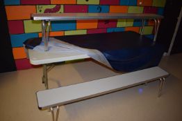 *Pair of Aluminium Framed Folding Benches with Black & White Speckled Tops