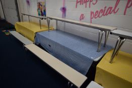 *Pair of Aluminium Framed Folding Benches in Cream