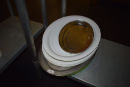 *Assorted Stainless Steel and Large White Oval Platters