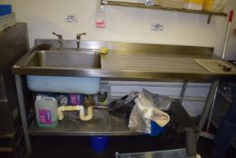 *Commercial Stainless Steel Sink with Righthand Drainer, Undershelf, and Lever Taps 67x198cm x