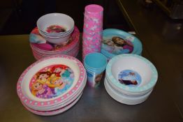 *Assorted Unbreakable Frozen Plates, Cups, and Bowls