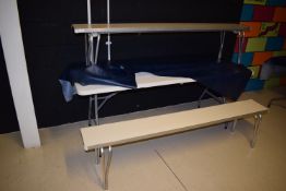 *Pair of Aluminium Framed Folding Benches with Cream Tops