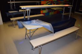 *Pair of Aluminium Framed Folding Benches with Cream Tops